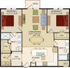 2 BD 2 Bath floorplan 1216 sqft